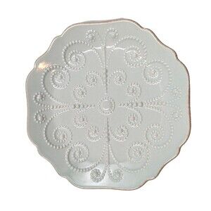 Lenox French Perle Beaded Light Blue Raised Swirl Beaded Dessert Plate 7.5"